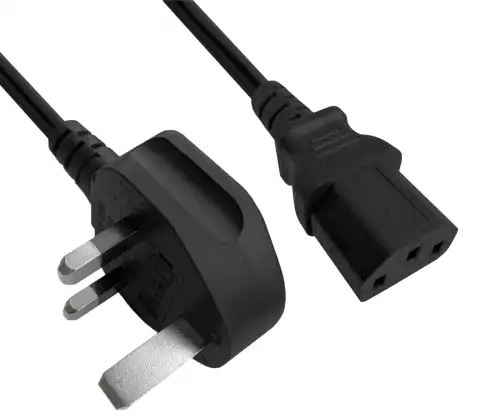 Cabo de rede Inglaterra Reino Unido tipo G 10A para C13, 0,75mm², aprovado: ASTA /SASO /HK e Singapura SM, preto, 1,80m