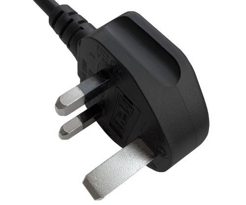 Netzkabel England UK Typ G 10A auf C13, 0,75mm², Zul.: ASTA /SASO /HK u. Singapore SM, schwarz, 1,80m