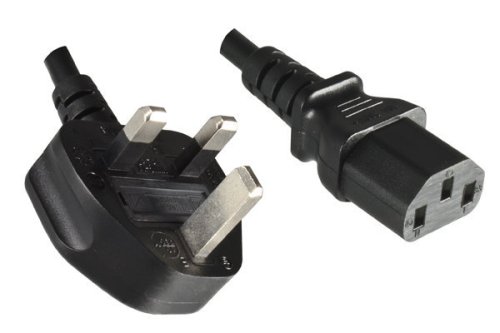 Netzkabel England UK Typ G 10A auf C13, 1mm², Zulassung: ASTA, LSZH, schwarz, Länge 1,80m
