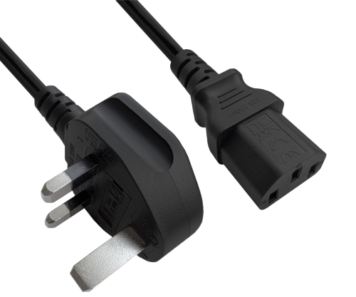 Мрежов кабел England UK тип G 10A към C13, 1mm², одобрение: ASTA, LSZH, черен, дължина 1,80m