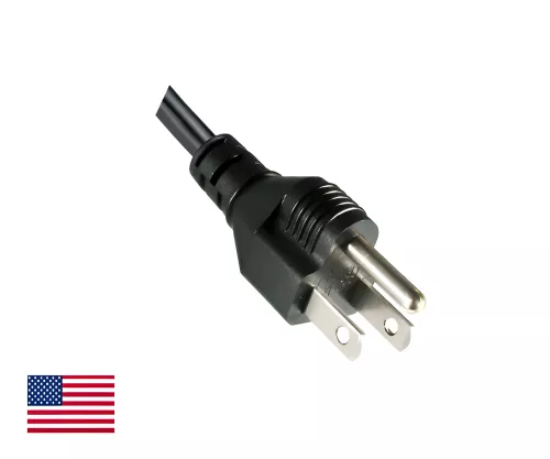 Netzkabel Amerika USA NEMA 5-15P, Typ B - C13 unten gewinkelt, AWG18, SVT, UL/CSA, schwarz, Länge 1,80m