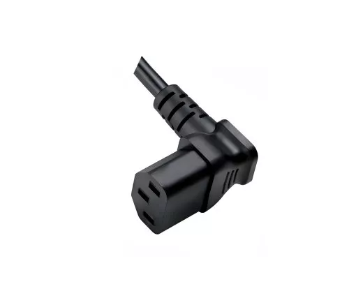 Netzkabel Amerika USA NEMA 5-15P, Typ B - C13 unten gewinkelt, AWG18, SVT, UL/CSA, schwarz, Länge 1,80m