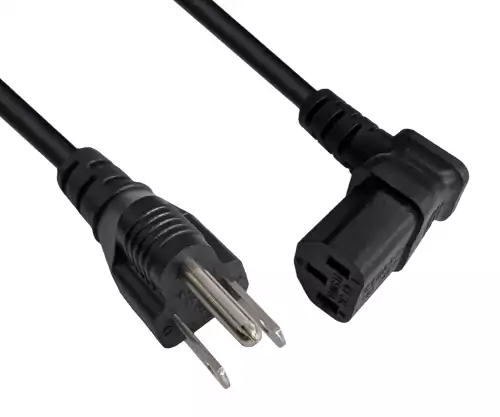 Maitinimo kabelis Amerika, JAV, NEMA 5-15P, B - C13 tipo, su kampu apačioje, AWG18, SVT, UL/CSA, juodas, 1,80 m ilgio