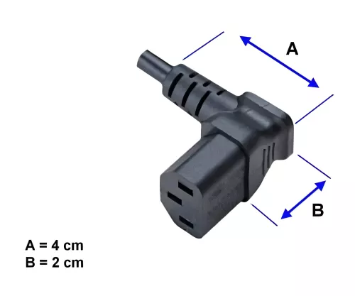 Netzkabel Amerika USA NEMA 5-15P, Typ B - C13 unten gewinkelt, AWG18, SVT, UL/CSA, schwarz, Länge 1,80m