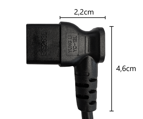Cabo de alimentação América EUA NEMA 5-15P, tipo B - C13 inclinado para o lado, AWG18, SVT, UL/CSA, preto, comprimento 1,80m