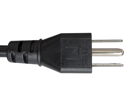 Cabo de alimentação América EUA NEMA 5-15P, tipo B - C13 inclinado para o lado, AWG18, SVT, UL/CSA, preto, comprimento 1,80m