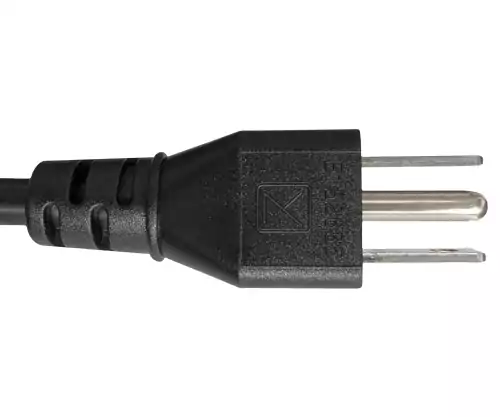 Maitinimo kabelis Amerika, JAV, NEMA 5-15P, B - C13 tipo, pasuktas į šoną, AWG18, SVT, UL/CSA, juodas, 1,80 m ilgio