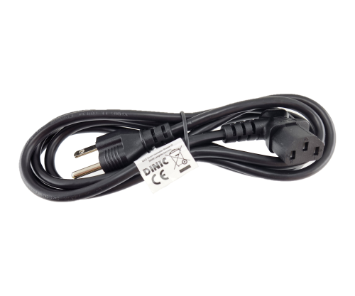 Cabo de alimentação América EUA NEMA 5-15P, tipo B - C13 inclinado para o lado, AWG18, SVT, UL/CSA, preto, comprimento 1,80m