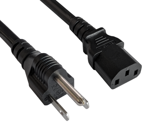 Cabo de rede eléctrica América EUA NEMA 5-15P, tipo B a C13, AWG14, SJTOW, aprovações: UL/CSA, preto, comprimento 3,00m