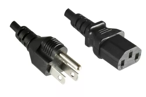 Napájecí kabel Amerika USA NEMA 5-15P, typ B na C13, velký průřez AWG14, SJT, UL/CSA, černý, délka 1,80 m