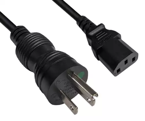 Maitinimo kabelis America USA Type B US NEMA 5-15P to C13, HOSPITAL GRADE, AWG18, SJT, UL, CSA, juodas, 1,80 m ilgio