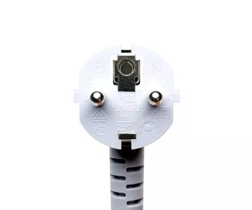 Power cord Europe CEE 7/7 90° to C13, 0,75mm², VDE, white, length 1,80m