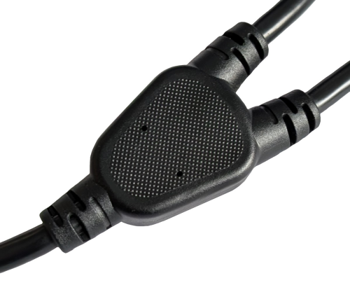 Y netsnoer CEE 7/7 90° 1,20m naar 2x C13 0,80m, 1mm², VDE, zwart, lengte 2,00m