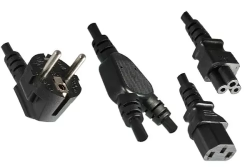 Y-mains cable CEE 7/7 90° 1,20m to C13 + C5 each 0,80m, 1mm², VDE, black, length 2,00m Y-mains cable CEE 7/7 90° 1,20m to C13 + C5 each 0,80m, 1mm², VDE, black, length 2,00m