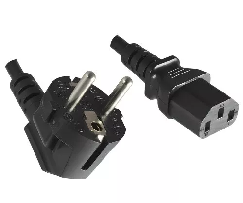 Europe LSZH mains cable, CEE 7/7 90° to C13, 1mm², VDE, black, length 1.80m