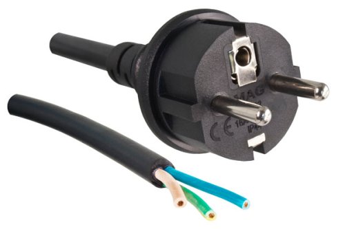 Netzkabel Gummi/Neopren 1.5 mm², CEE 7/7, Open-End 3cm abgemantelt, H07RN-F 3G, Länge 3,00m