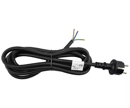 Netzkabel Gummi/Neopren 1.5 mm², CEE 7/7, Open-End 3cm abgemantelt, H07RN-F 3G, VDE, Länge 3,00m