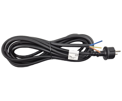 Netzkabel Gummi/Neopren 1.5 mm², CEE 7/7, Open-End 3cm abgemantelt, H07RN-F 3G, VDE, Länge 5,00m