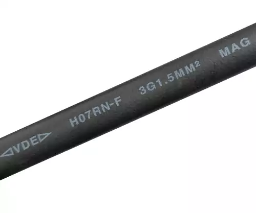 Netzkabel Gummi/Neopren 1.5 mm², CEE 7/7, Open-End 3cm abgemantelt, H07RN-F 3G, VDE, Länge: 10,00m