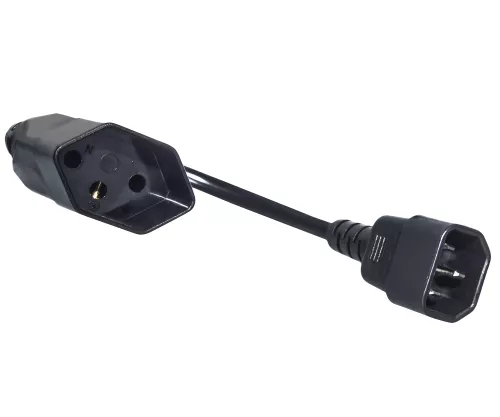 Mains cable Switzerland type J to C14, 0.75mm², approval: SEV, black, length 0.30m Mains cable Switzerland type J to C14, 0.75mm², approval: SEV, black, length 0.30m