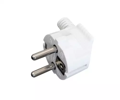 Schutzkontakt-Verlängerungskabel 1,5mm², CEE 7/7 90° auf CEE 7/3, Stecker auf Buchse, weiß, Länge 5m
