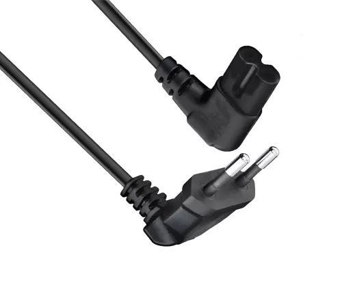 Netzkabel Eurostecker gewinkelt, beide Stecker gewinkelt für z.B. TV Geräte, schwarz, DINIC Box mit Euroloch, 5m