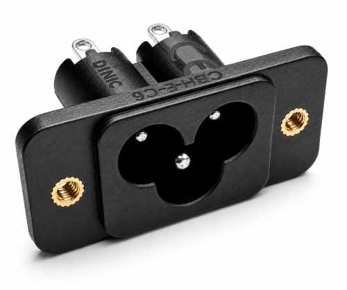DINIC IEC 60320-C6 Einbaubuchse zum Schrauben, 2,5 A, 250 V~, Bulk Verpackung