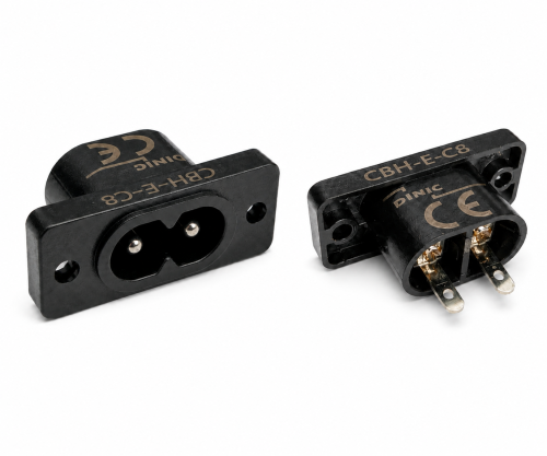 DINIC IEC 60320-C8 Einbaubuchse zum Schrauben, 2,5 A, 250 V~, Bulk Verpackung