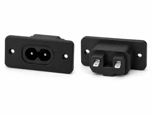 DINIC IEC 60320-C8 Einbaubuchse zum Schrauben, 2,5 A, 250 V~, Bulk Verpackung