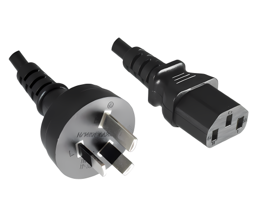 Netzkabel Australien Typ I auf C13, 1mm², SAA, schwarz, Länge 3,00m