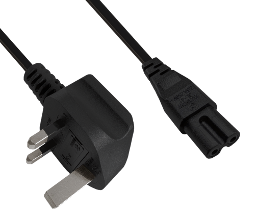 Καλώδιο δικτύου Αγγλίας τύπου G 3A έως C7, 0.75mm², έγκριση: BSI, UKCA, μαύρο, μήκος 1.80m