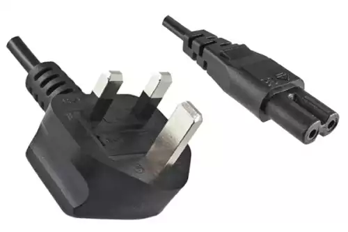Mains cable England UK type G 3A to C7, 0.75mm², approval: BSI, UKCA, black, length 1.80m