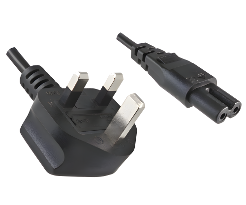 Cable de red Inglaterra UK tipo G 3A a C7, 0,75 mm², homologación: BSI, UKCA, negro, longitud 1,80 m