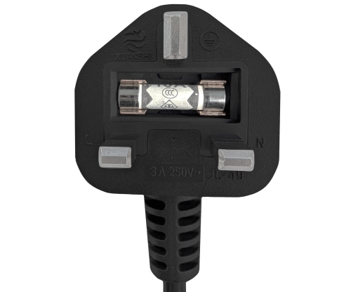 Καλώδιο δικτύου Αγγλίας τύπου G 3A έως C7, 0.75mm², έγκριση: BSI, UKCA, μαύρο, μήκος 1.80m