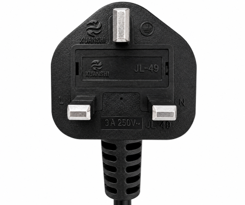Καλώδιο δικτύου Αγγλίας τύπου G 3A έως C7, 0.75mm², έγκριση: BSI, UKCA, μαύρο, μήκος 1.80m