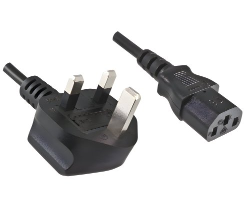 Cable de red Inglaterra UK tipo G 10A a C13, 0,75 mm², homologación: BSI Kitemark, UKCA, negro, longitud 1,80 m