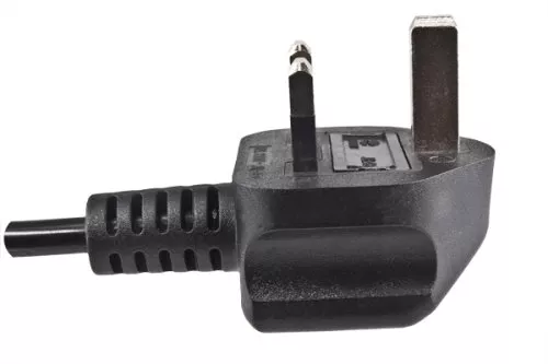 Power cord England UK type G 10A to C13, 0,75mm², approval: BSI Kitemark, black, length 1,80m