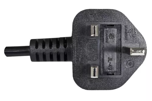 Power cord England UK type G 10A to C13, 0,75mm², approval: BSI Kitemark, black, length 1,80m
