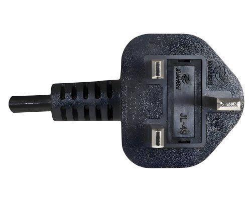 Mains cable England UK type G 10A to C13, 0.75mm², approval: BSI Kitemark, UKCA, black, length 1.80m