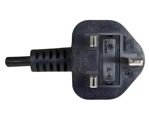 Mains cable England UK type G 10A to C13, 0.75mm², approval: BSI Kitemark, UKCA, black, length 1.80m