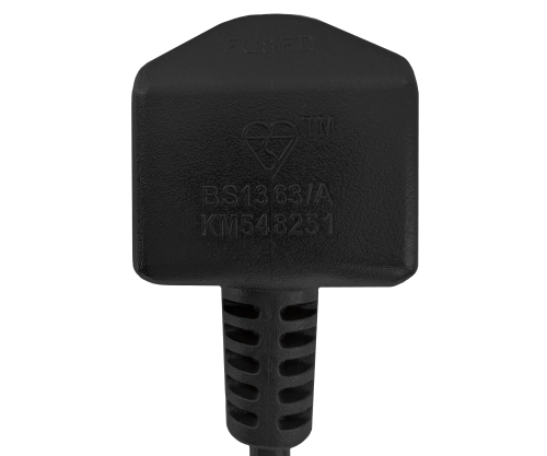 Cabo de rede England UK tipo G 10A para C13, 0,75mm², aprovação: BSI Kitemark, UKCA, preto, comprimento 1,80m