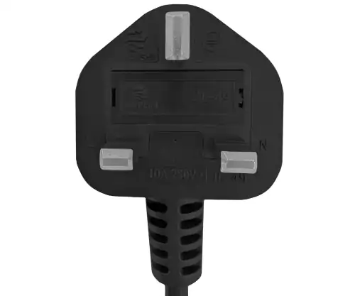 Netkabel Engeland UK type G 10A naar C13, 0,75mm², goedkeuring: BSI Kitemark, UKCA, zwart, lengte 1,80m