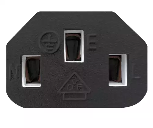 Netkabel Engeland UK type G 10A naar C13, 0,75mm², goedkeuring: BSI Kitemark, UKCA, zwart, lengte 1,80m