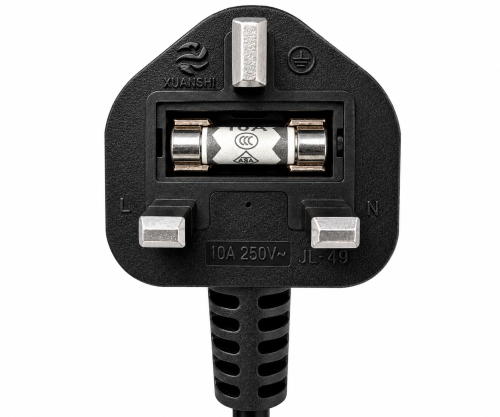 Καλώδιο δικτύου Αγγλίας τύπου G 10A σε C13, 0.75mm², έγκριση: BSI Kitemark, UKCA, μαύρο, μήκος 1.80m