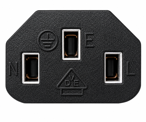 Καλώδιο δικτύου Αγγλίας τύπου G 10A σε C13, 0.75mm², έγκριση: BSI Kitemark, UKCA, μαύρο, μήκος 1.80m
