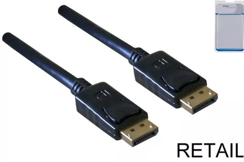DisplayPort cable, 2x DP male, VESA standardized, version 1.3, 5K3K, black, length 2,00m, DINIC Blister
