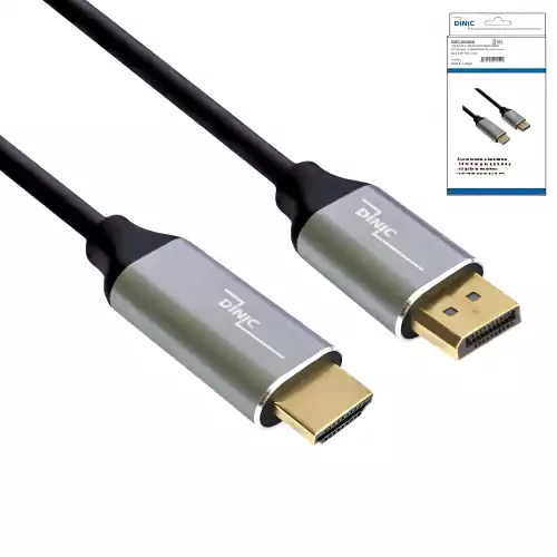 Cable DINIC Premium Displayport a HDMI, 4K@60Hz, 3D, HDR, 2 m
