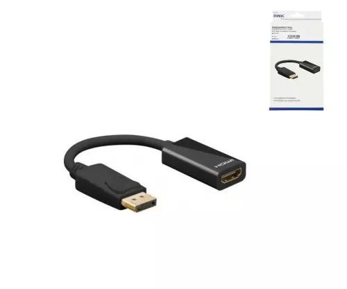 Adapteris "DisplayPort 1.4" vyriškos ir A tipo HDMI moteriškos lyties, DP 1.4 - HDMI, 4K*2K@60Hz, 3D, ilgis 0,10 m, DINIC dėžutė