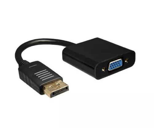 DINIC adapter, DisplayPort to VGA, DP male to VGA female, black, DINIC box with Euro hole, 15cm