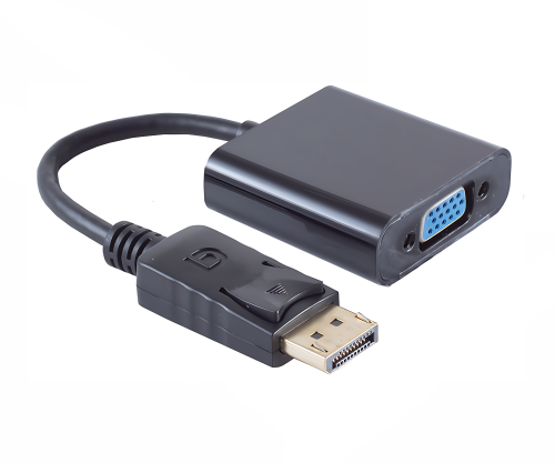 Adapter DINIC, DisplayPort do VGA, DP moški do VGA ženski, črn, škatla DINIC z evro luknjo, 15 cm